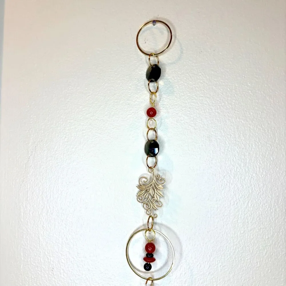 Carnelian and Black Tourmaline Gemstone Hanging Protection Vitality Stone Decor